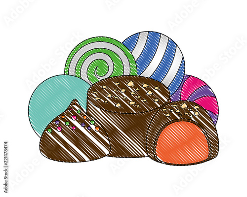 sweet candies chocolate bon bons caramels