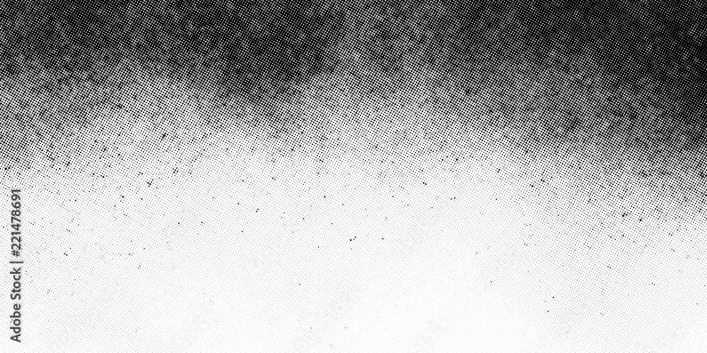 Obraz premium Gradient halftone vector texture overlay. Monochrome abstract splattered background.