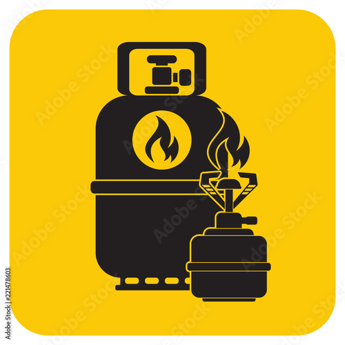 Camping stove with gas bottle icon