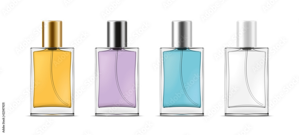 Bottles with perfume. Small bottles version - obrazy, fototapety, plakaty 