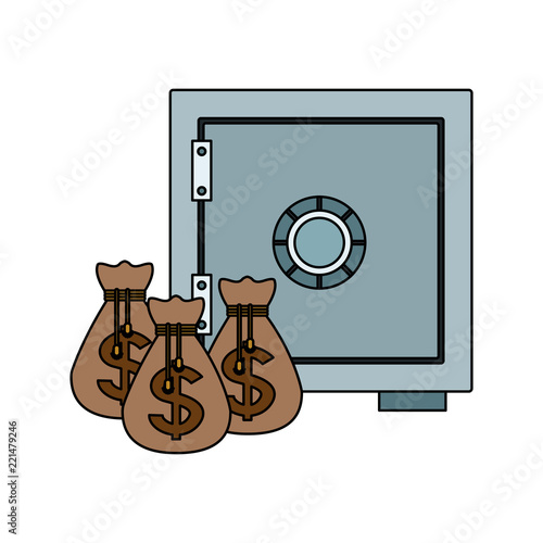 Strongbox and money bags