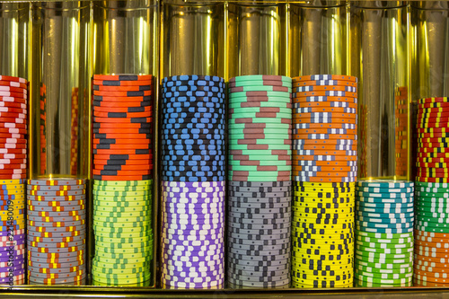 Photography Roulette chips in casino