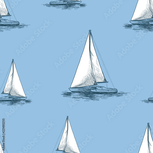 Vector background of of sailing yachts in the sea