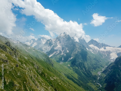 Summer mountain landscapes of Karachay Cherkessia, Dombay, Western Caucasus. photo