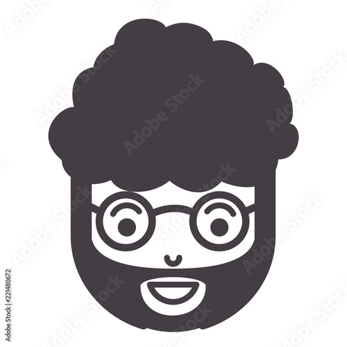 young man head with beard and glasses