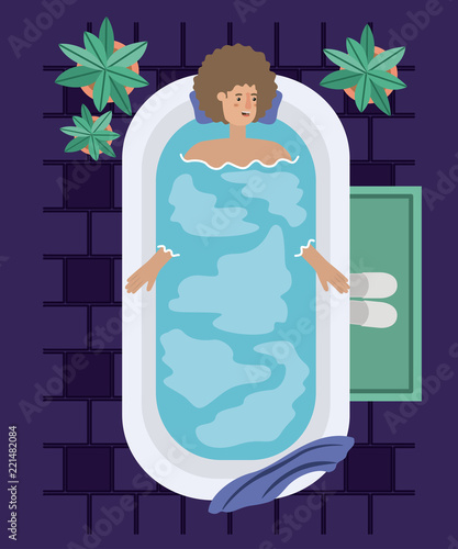 woman taking a bath tub