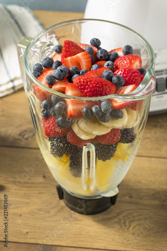 Organic Healthy Fruit in a Blender