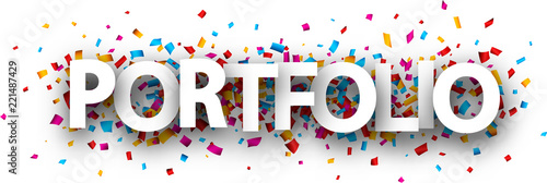 Portfolio banner with colorful confetti.