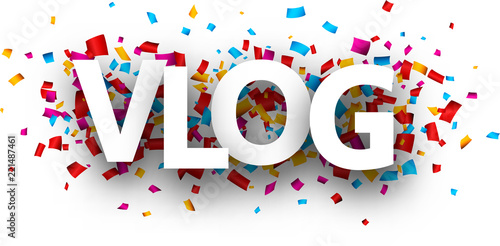 Vlog poster with colorful confetti.