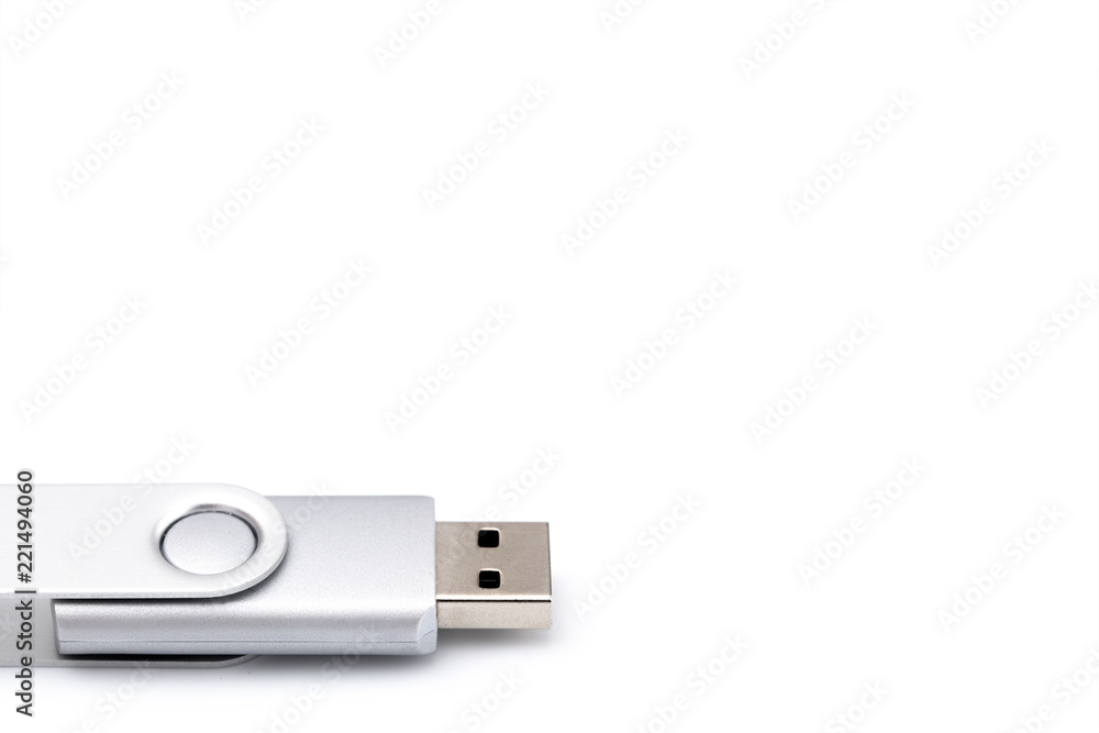 Silver Swivel UBS Drive on a White Background Silver Swivel UBS Drive on a White Background