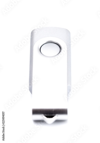 Silver Swivel UBS Drive on a White Background