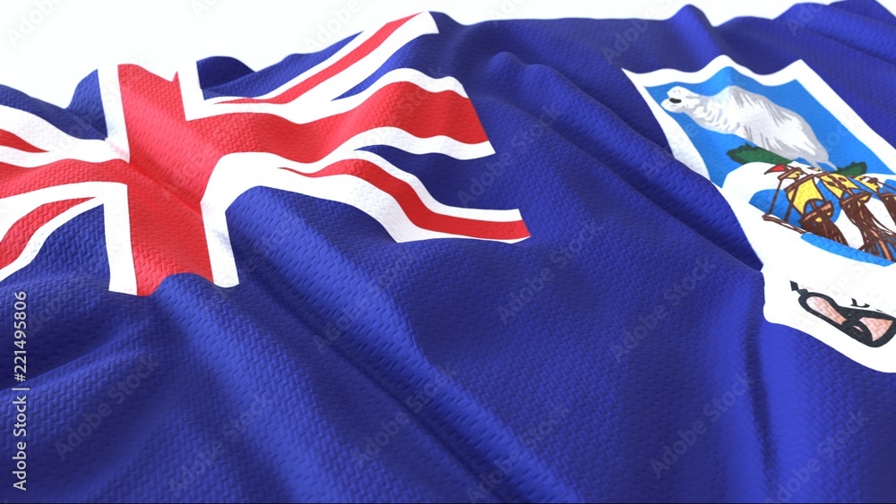 Fototapeta premium 3d render, Realistic Wavy Flag of falkland islands .
