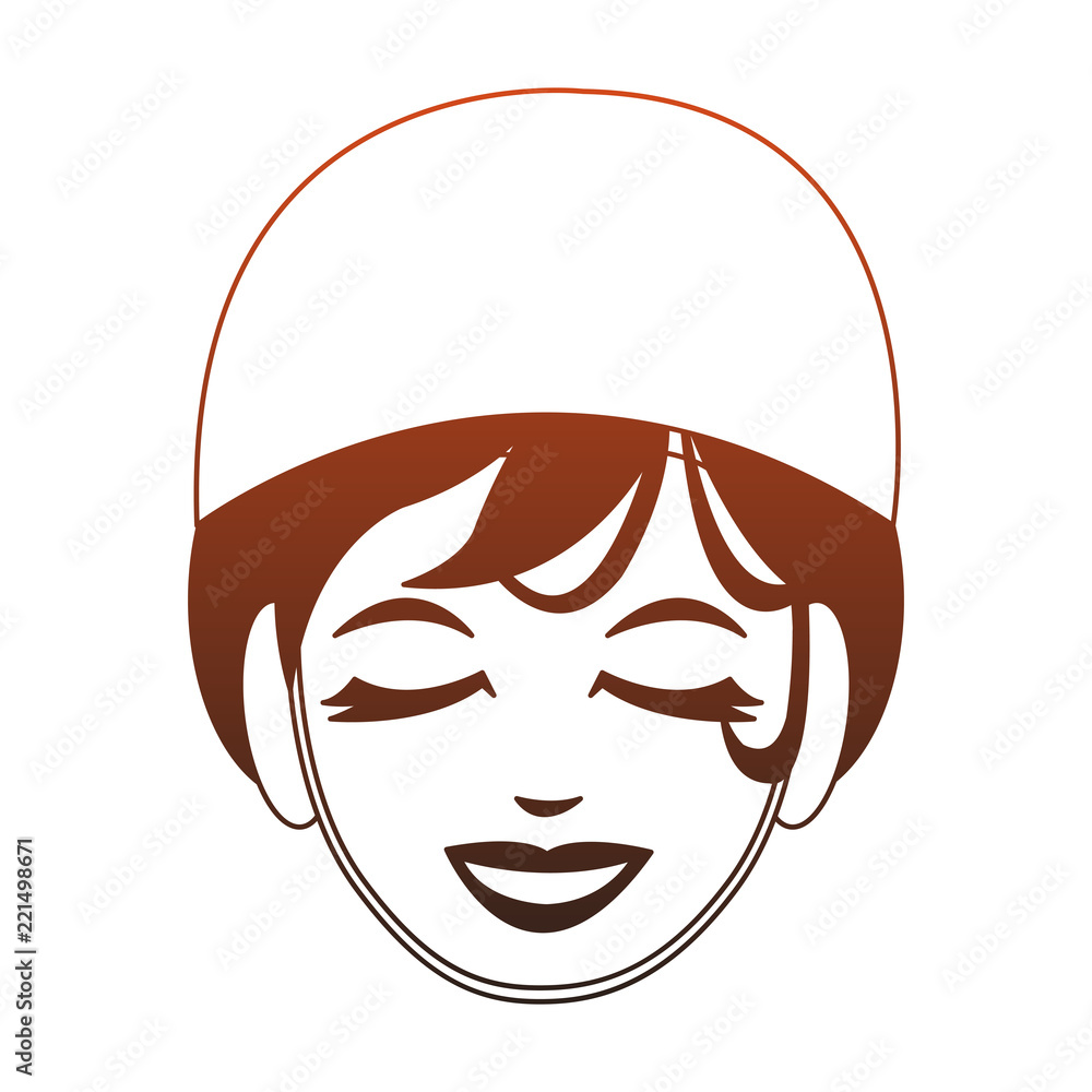 Woman face with spa mask red lines