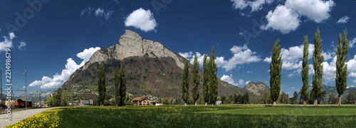 Gonzen and Poplars; scene on the Swiss Rhine valley floor near Sargans photo