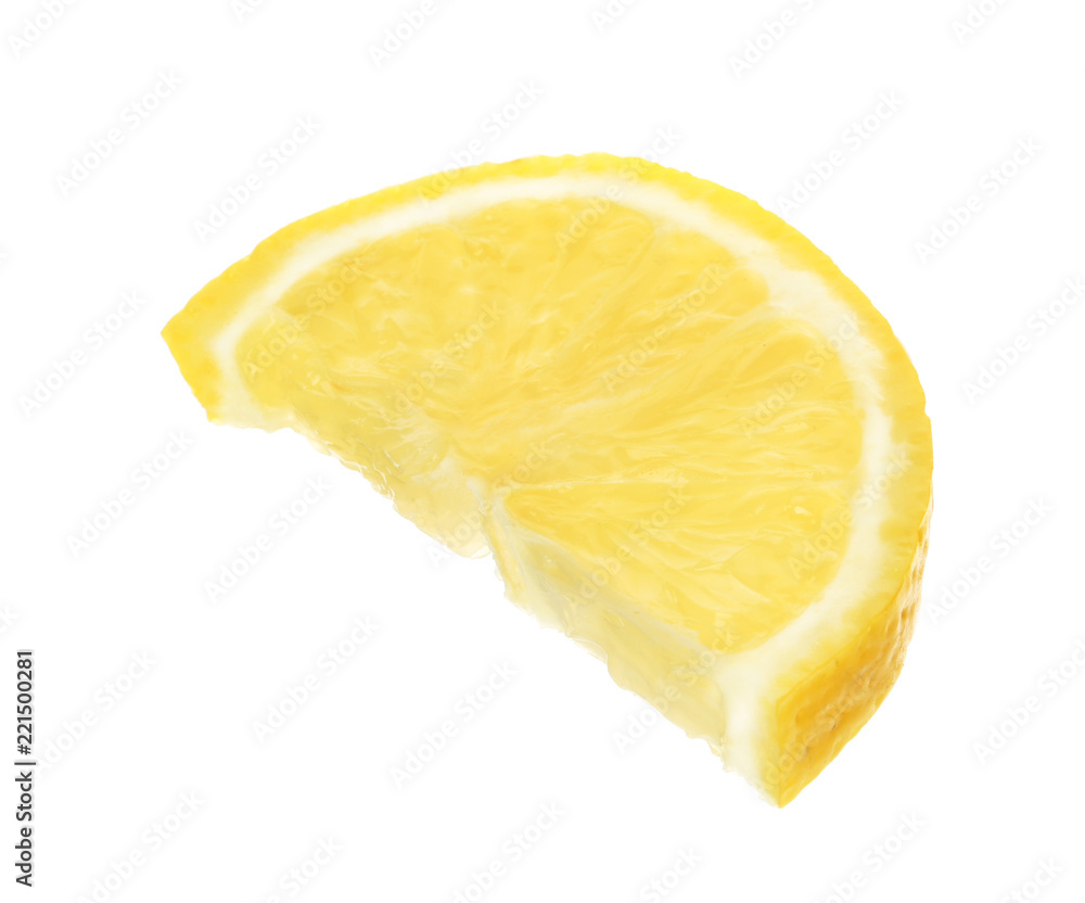 Slice of fresh lemon on white background Slice of fresh lemon on white background