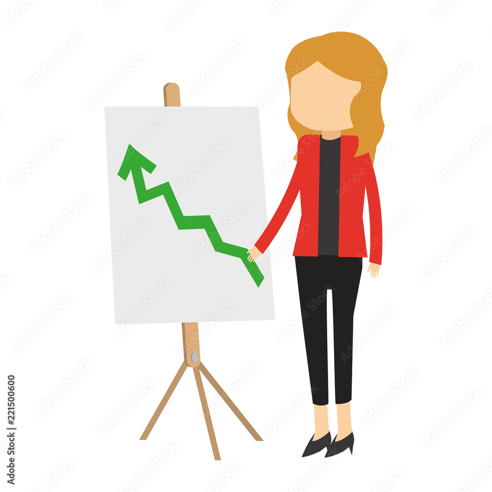 Businesswoman showing statistics Businesswoman showing statistics