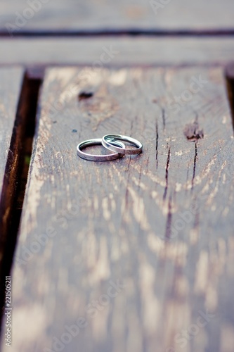 Wedding rings isolated and with space for text.