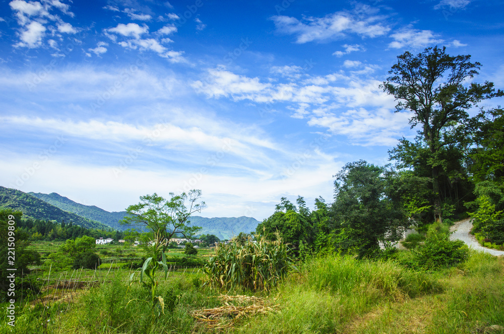 Countryside and mountains scenery in autumn Countryside and mountains scenery in autumn