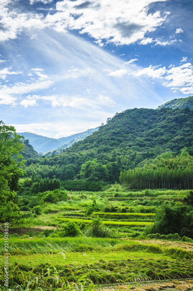 Countryside and mountains scenery in autumn