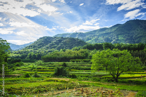 Countryside and mountains scenery in autumn