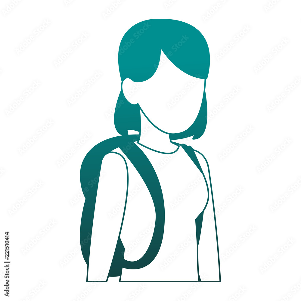Fototapeta premium Young woman faceless avatar blue lines