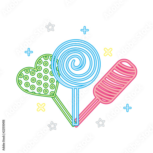 sweet candy lollipops hard confection neon light