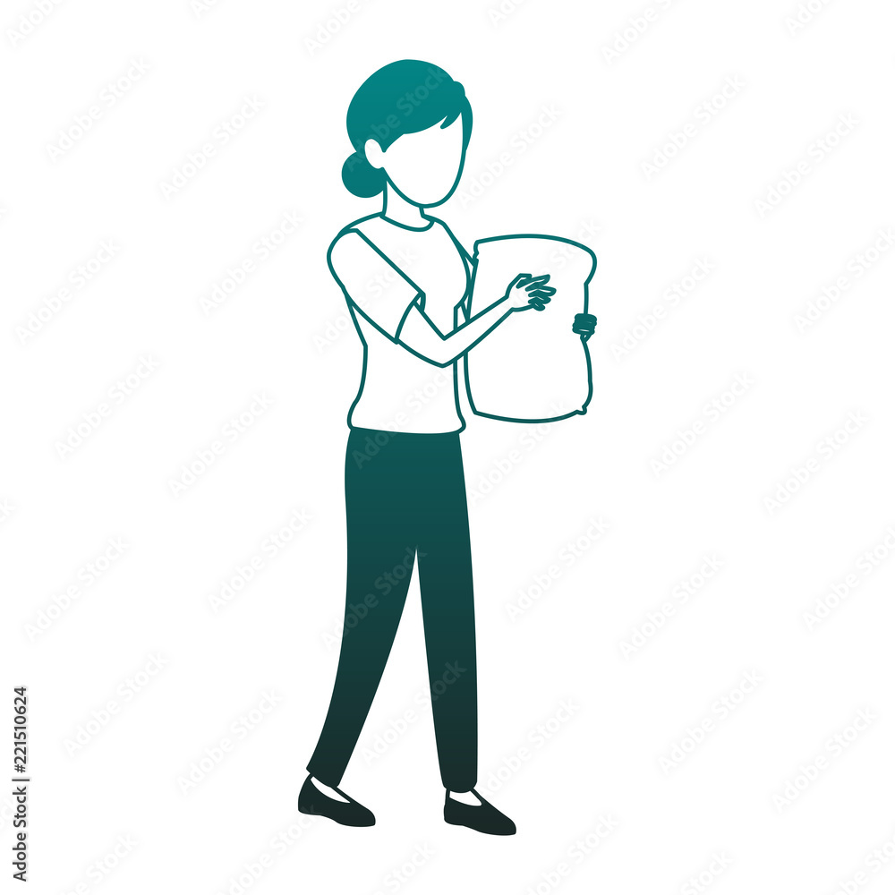 Young woman faceless avatar blue lines Young woman faceless avatar blue lines
