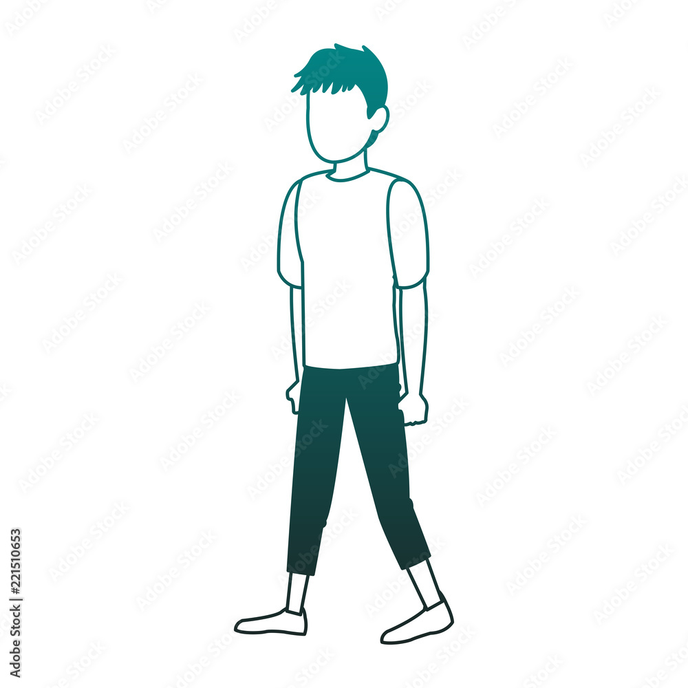 Fototapeta premium Young man faceless avatar blue lines