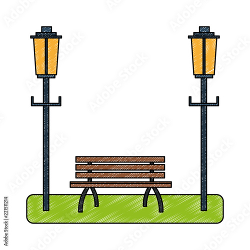 Park chair and street light scribble