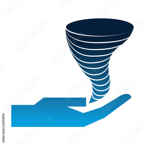 hand with twister silhouette isolated icon