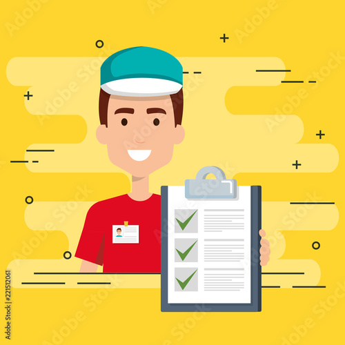 delivery worker with checklist character