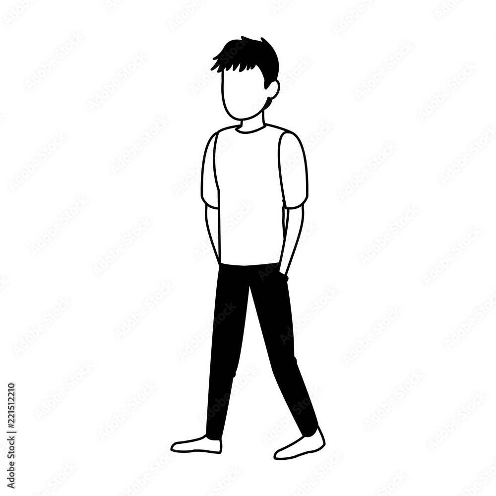 Young man faceless avatar in black and white Young man faceless avatar in black and white