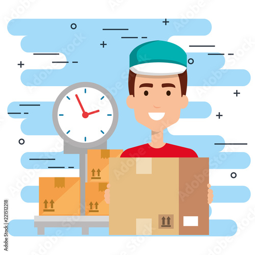 delivery worker with balance character