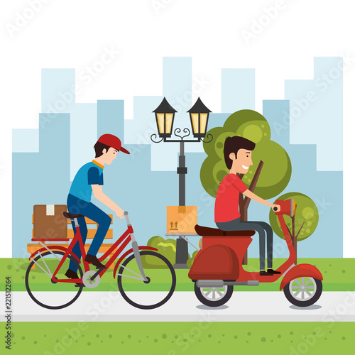 delivery worker with vehicles character