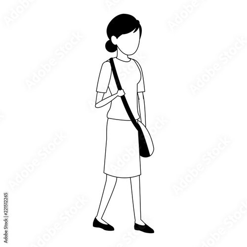 Young woman faceless avatar in black and white