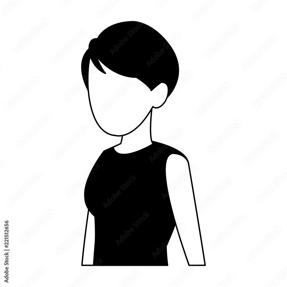 Young woman faceless avatar in black and white