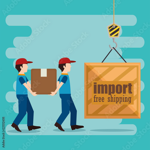 delivery workers with boxes character