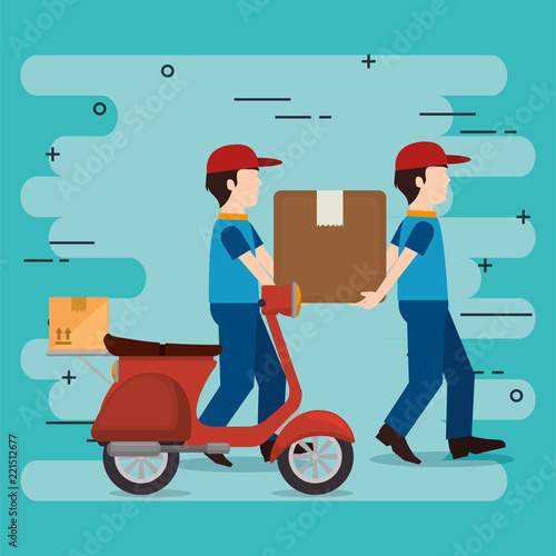 delivery worker with motorcycle character