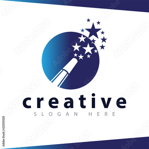 magic wand in square logo icon vector template