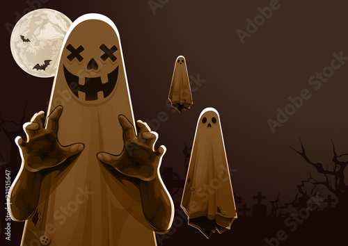 Halloween, Ghost, treat or trick, Vector illustration, horizontal Poster, you can place relevant content on the area.