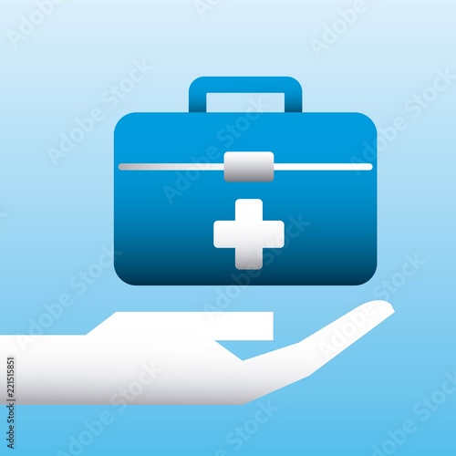 hand holding kit first aid medical family protection