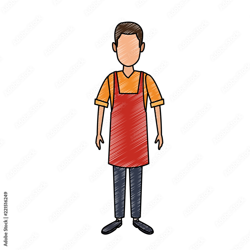 Barista man cartoon scribble Barista man cartoon scribble
