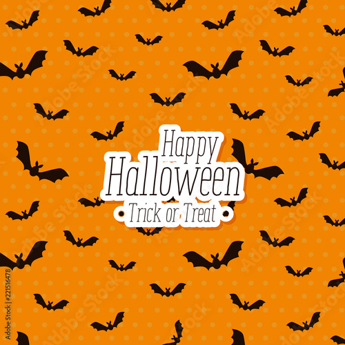 halloween card with bats flying pattern