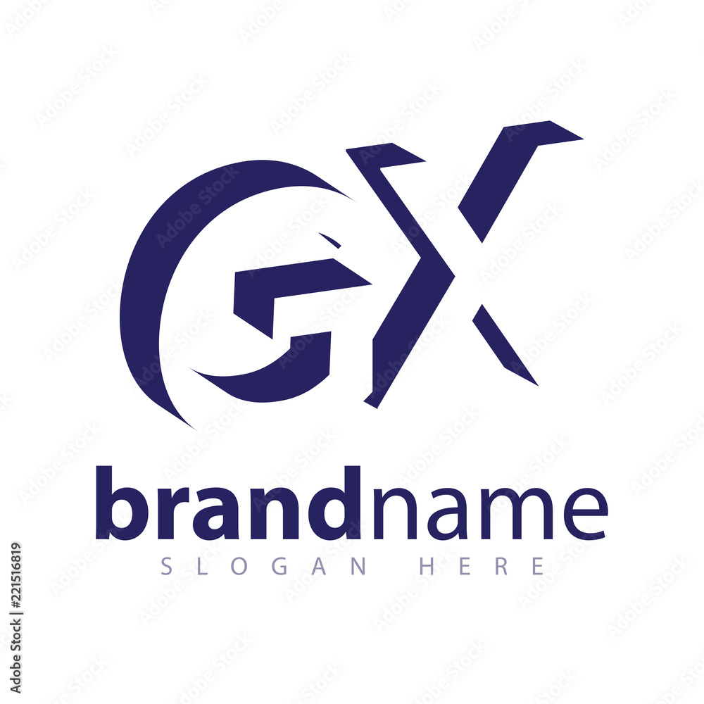 Fototapeta premium G X initial letter with negative space logo icon vector template
