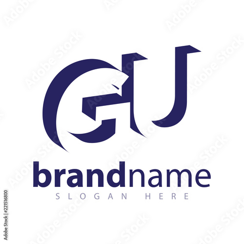GU initial letter with negative space logo icon vector template