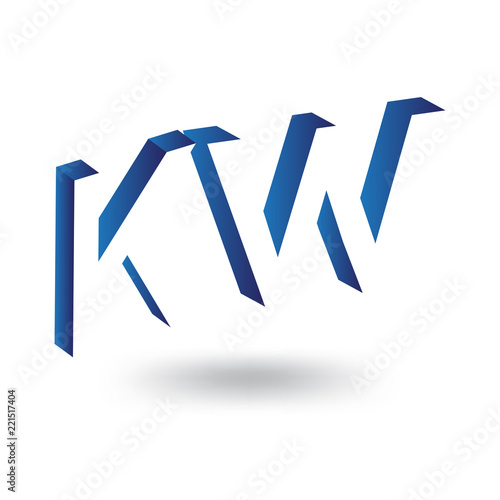 KW initial letter with negative space logo icon vector template