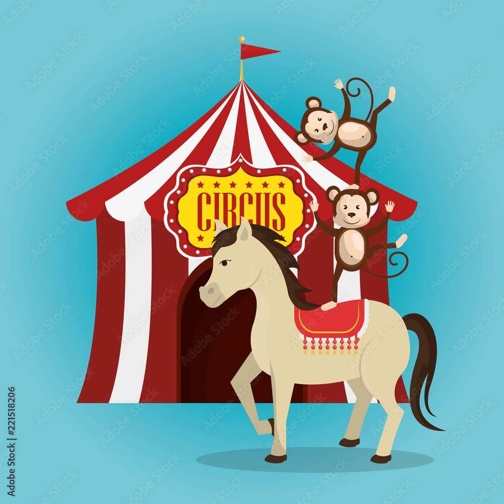Obraz premium horses and monkeys circus show