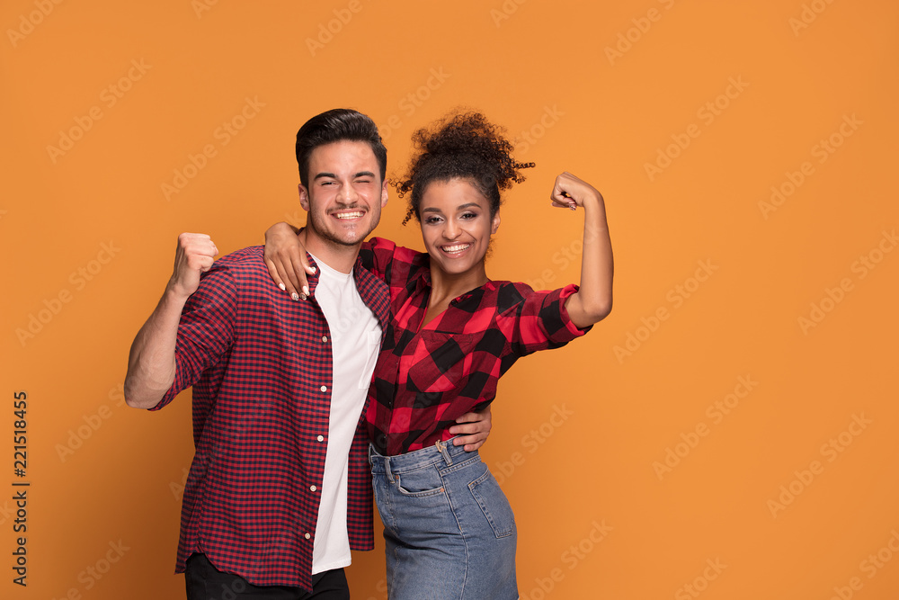 Happy casual mixed race couple. Happy casual mixed race couple.