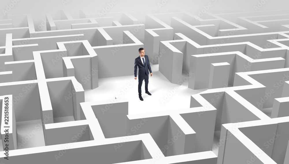 Young businessman standing in a middle of a 3D maze
Young businessman standing in a middle of a 3D maze