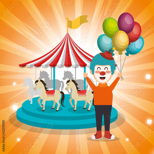 clown with carousel circus show